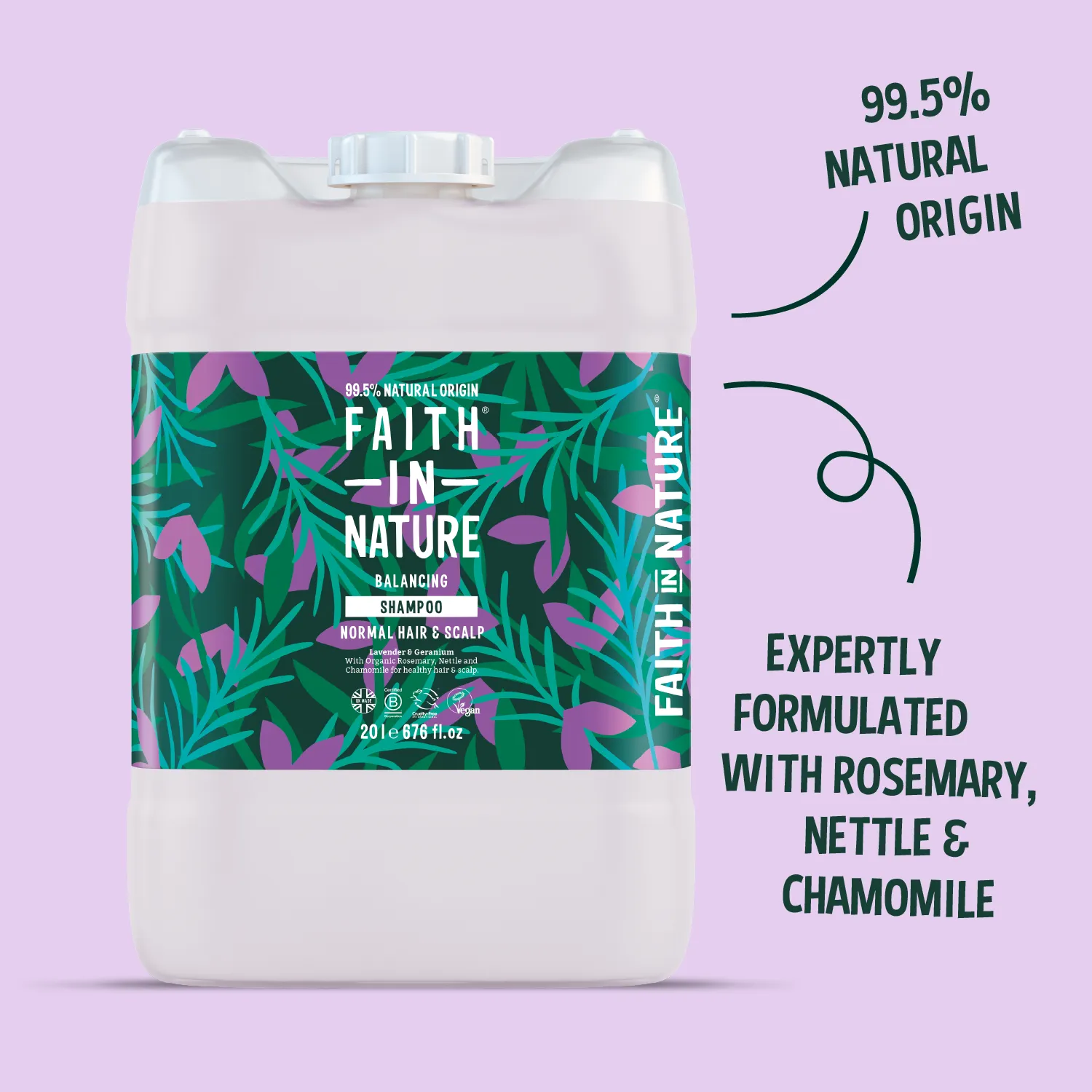 Faith in Nature Lavender & Geranium shampoo 20L normaal haar