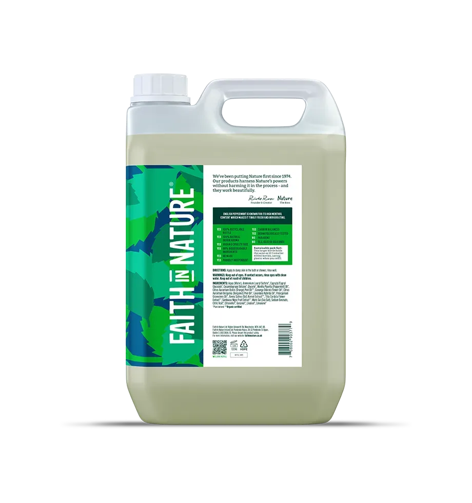 Faith in Nature Mint douchegel 5L navulling verfrissend