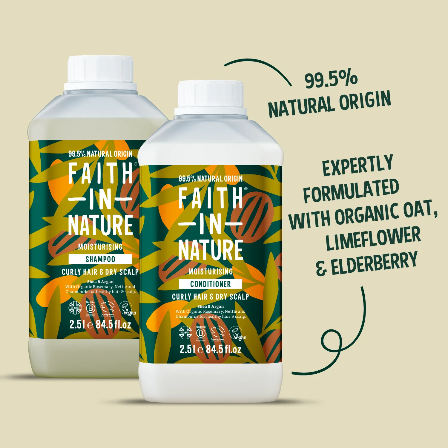 Faith in Nature Shea & Argan shampoo conditioner 2x2,5L navul