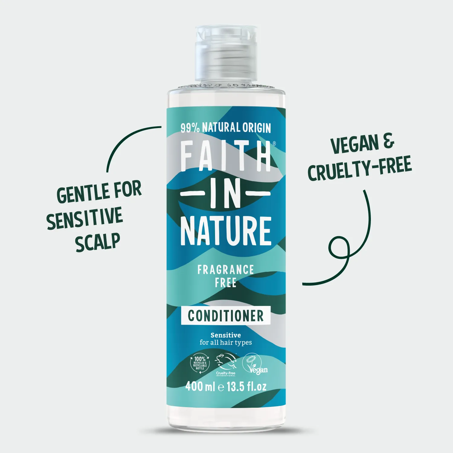 Faith in Nature Fragrance Free conditioner 400ml alle haartypes